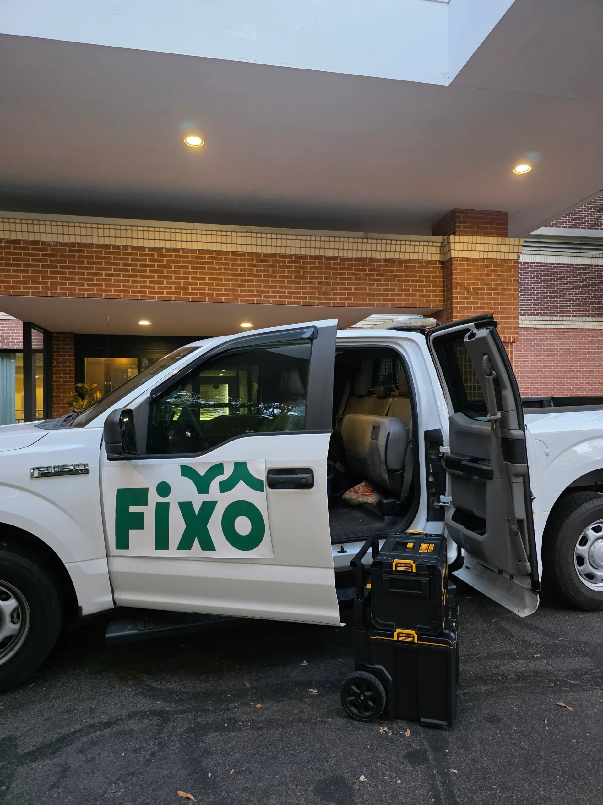 FIXO service truck showing the company branding on site
