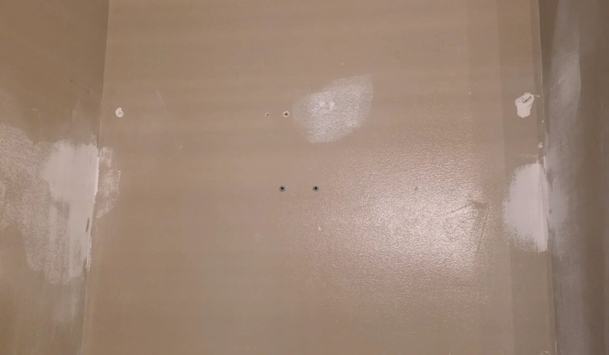 Bathroom wall surfaces rebuilt, flat and ready for tile