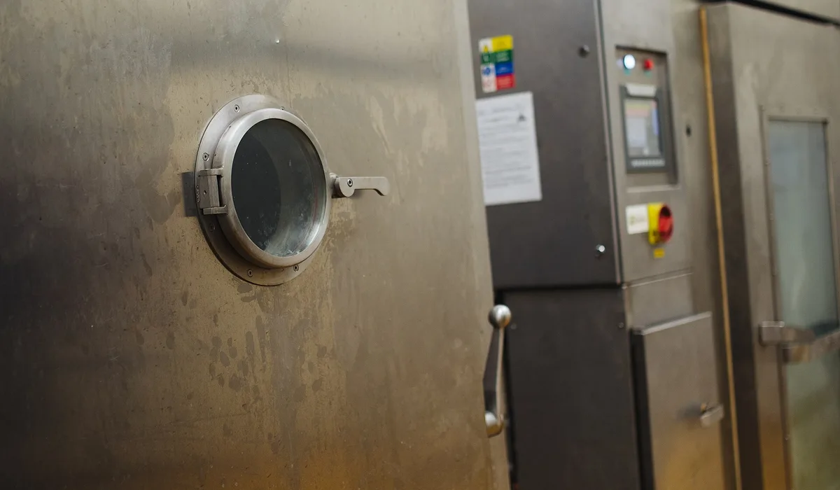 Commercial kitchen equipment and storage in a restaurant